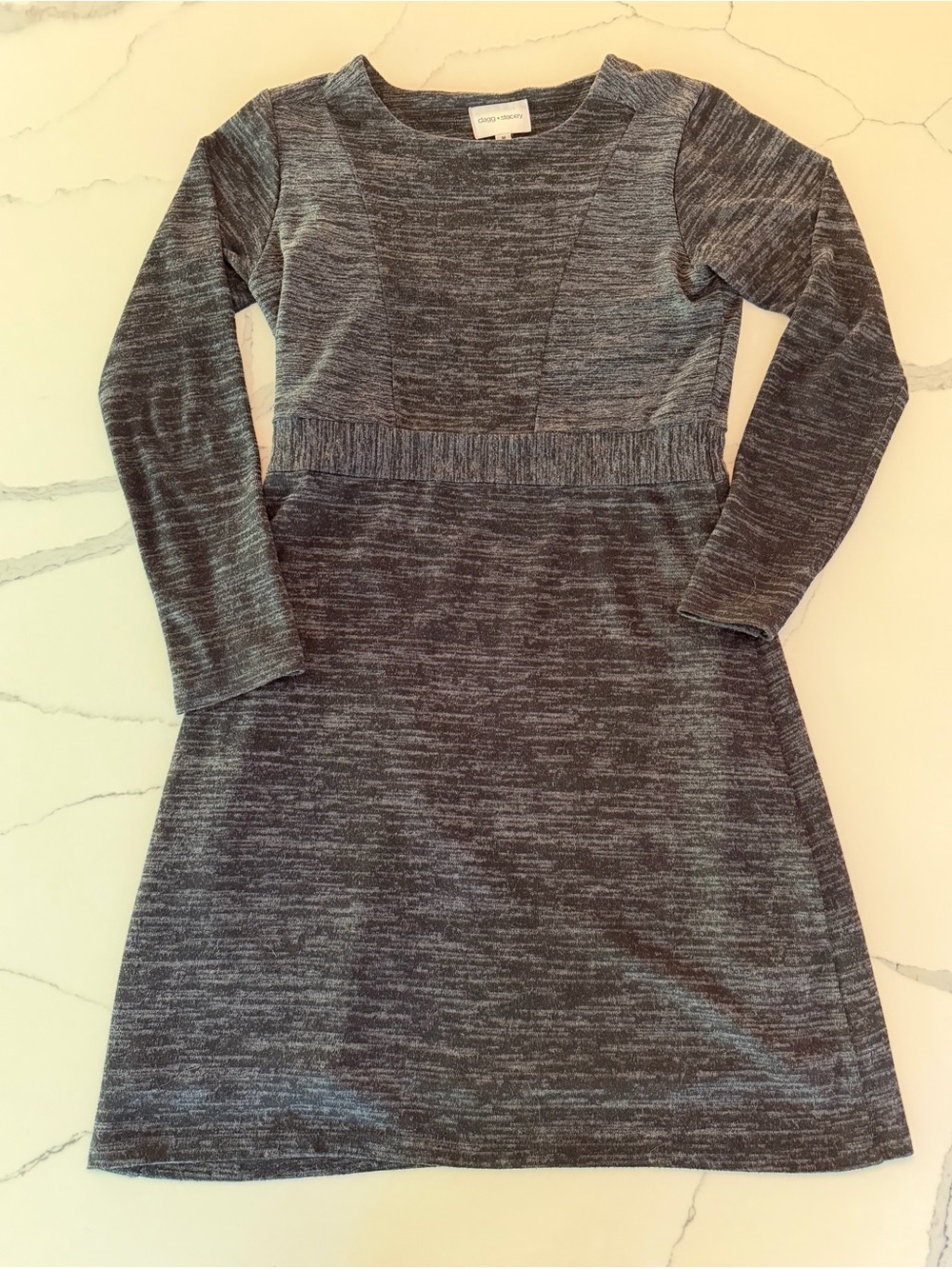 Long-Sleeve Heathered Gray Knit Dress